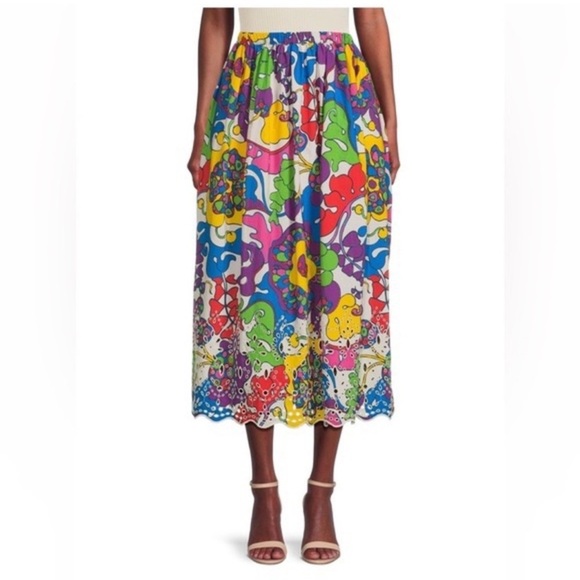 Rhode beautiful Audrey  Boho Woodstock floral colorful midi skirt - Picture 1 of 17